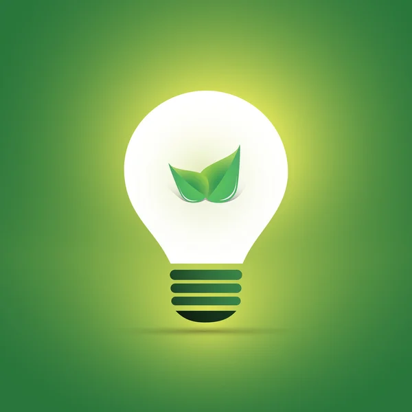 Groene Eco Energy Concept Icon - Plant binnen de gloeilamp — Stockvector