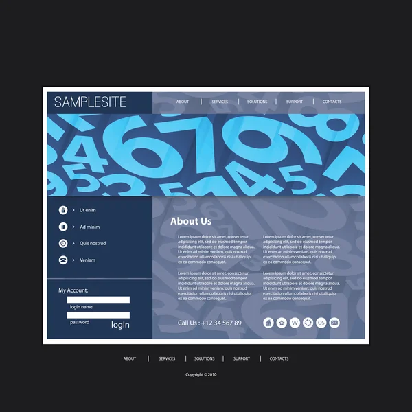 Modello di sito web con numeri Header Design - Business Concept — Vettoriale Stock