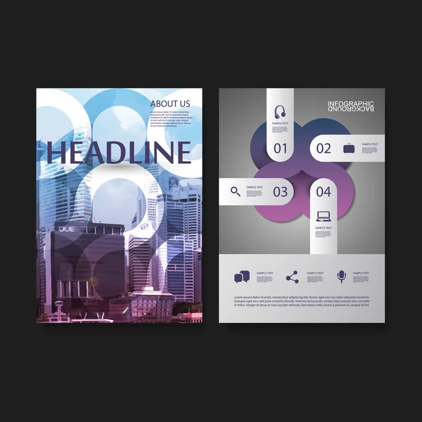 Flyer eller täcka designkoncept mall - företag, nätverk, kommunikation, Infographics - företagsidentitet eller rapportmall — Stock vektor