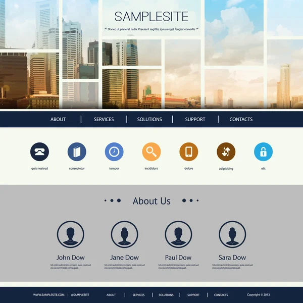 Website-Design für Ihr Unternehmen mit singapore Skyline Header — Stockvektor