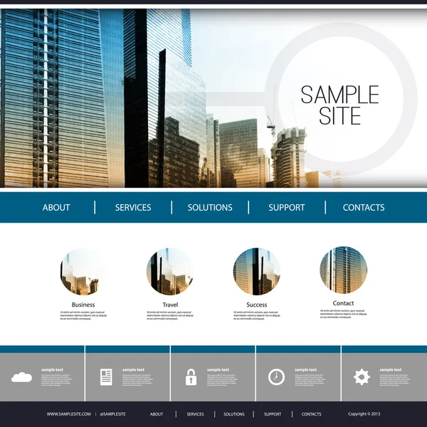 Business Website Design con sfondo grattacieli — Vettoriale Stock