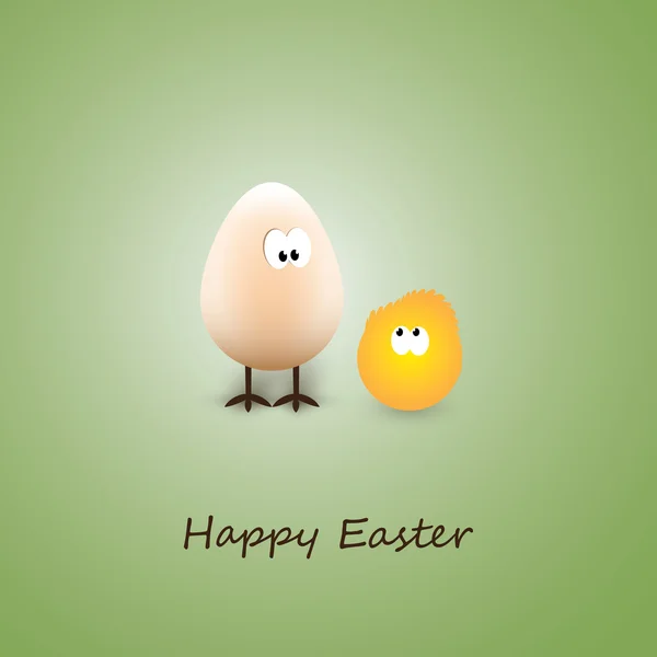 Grappige kip en ei - Happy Easter Card — Stockvector