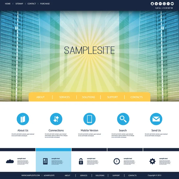 高層ビルの背景を持つあなたのビジネスのためのウェブサイトのデザイン — ストックベクタ