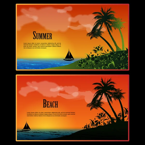 Zomer strand Banner Set — Stockvector