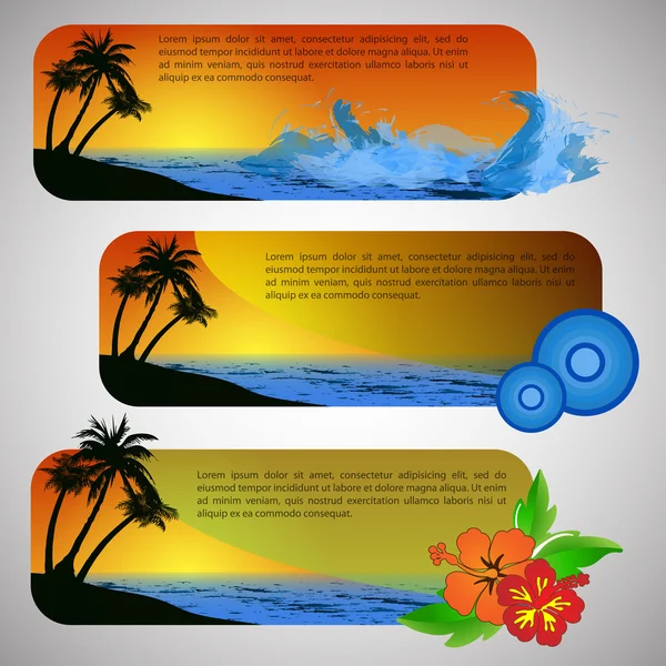 Conjunto de banner de praia de verão — Vetor de Stock