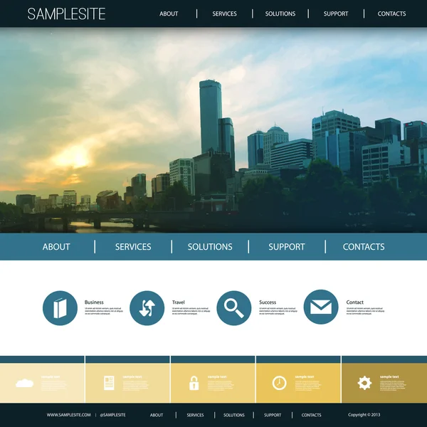 Szablon projektu strony internetowej dla firmy z miasta Skyline tło — Wektor stockowy