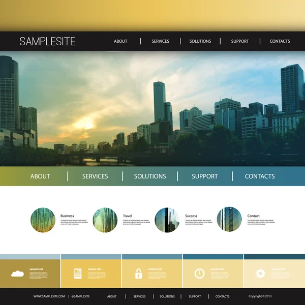Modèle de conception de site Web pour votre entreprise avec City Skyline Arrière-plan - Melbourne — Image vectorielle