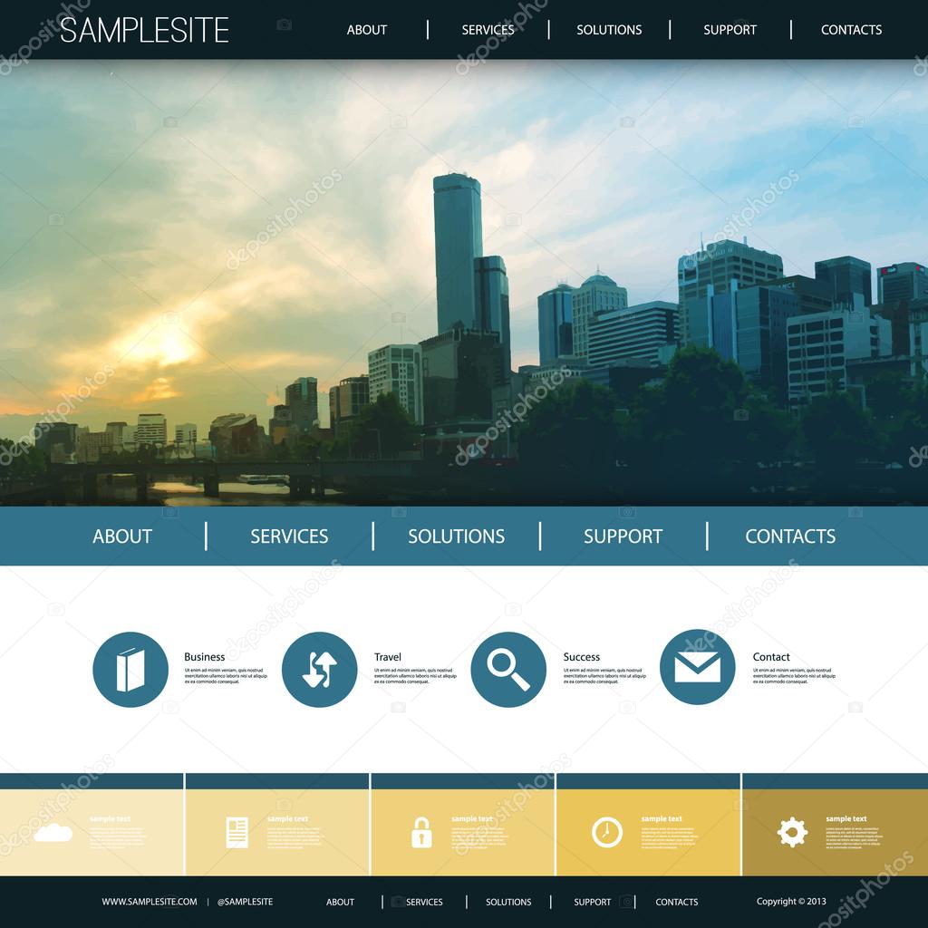 Website Design Template for Your Business with City Skyline Background