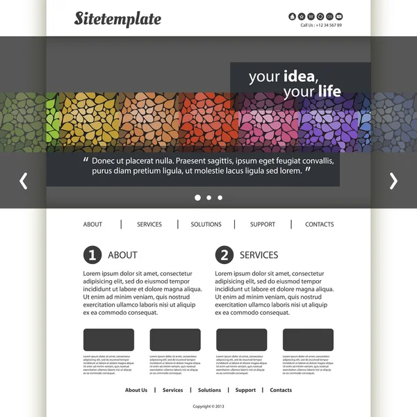 Modèle de site Web avec motif pétales — Image vectorielle