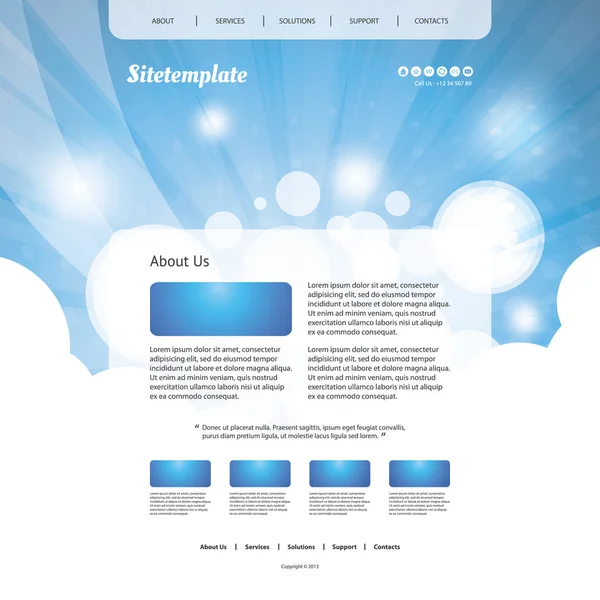 抽象的なヘッダーと背景デザインのホームページ テンプレート — ストックベクタ