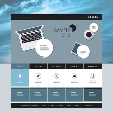 Web sitesi tasarımı soyut ile işiniz için bulut resmi arka planı ve dijital elektronik cihazlar Defocused