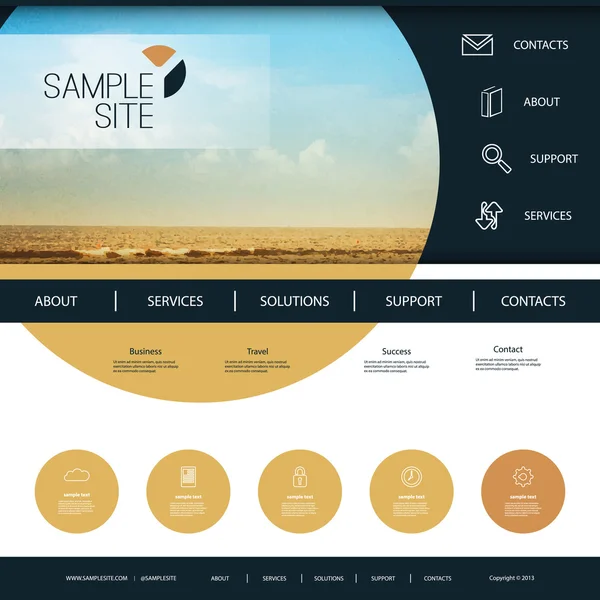 Web Design para o seu negócio com o fundo da imagem da praia rastreada — Vetor de Stock