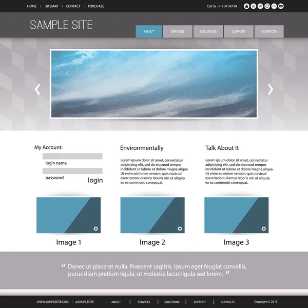 Design webových stránek pro vaši firmu s abstraktní zamračená obloha obrázek na pozadí — Stockový vektor