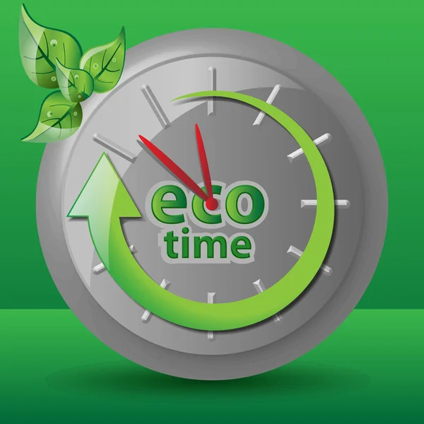 Koncepcja zielonych zegara ekologicznego — Wektor stockowy