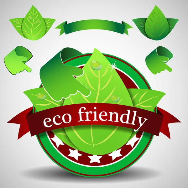 Green Eco Friendly Label or Badge, Ecological Template Clipart — Stock vektor