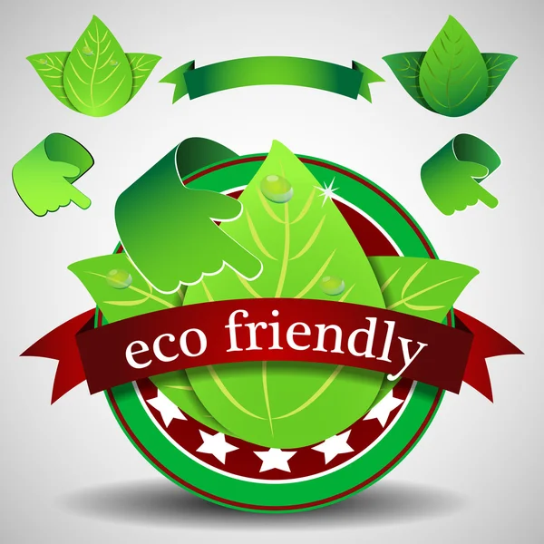 Green Eco Friendly Label or Badge, Ecological Template Clipart — ストックベクタ