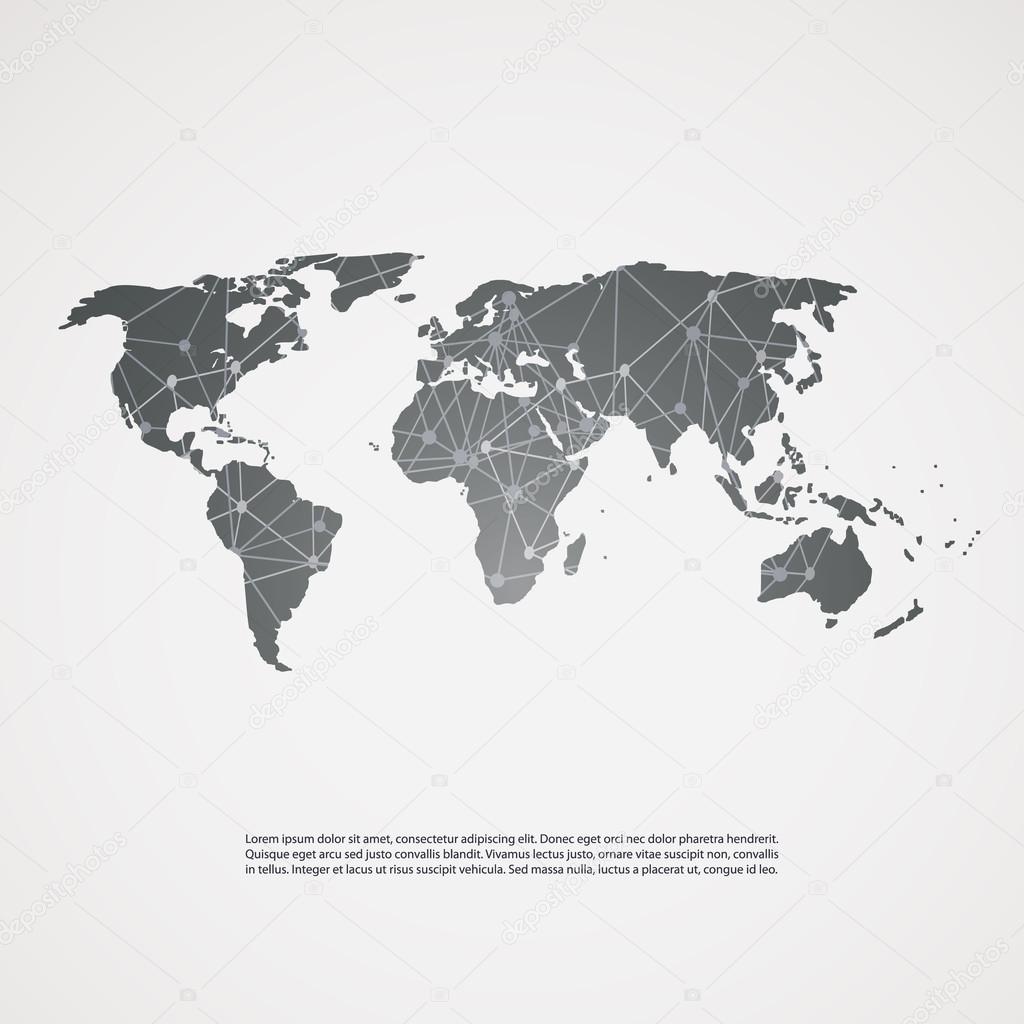 Cloud Computing Concept - Connected Digital Global Networks - Black and White EPS10 Vector for Your Business