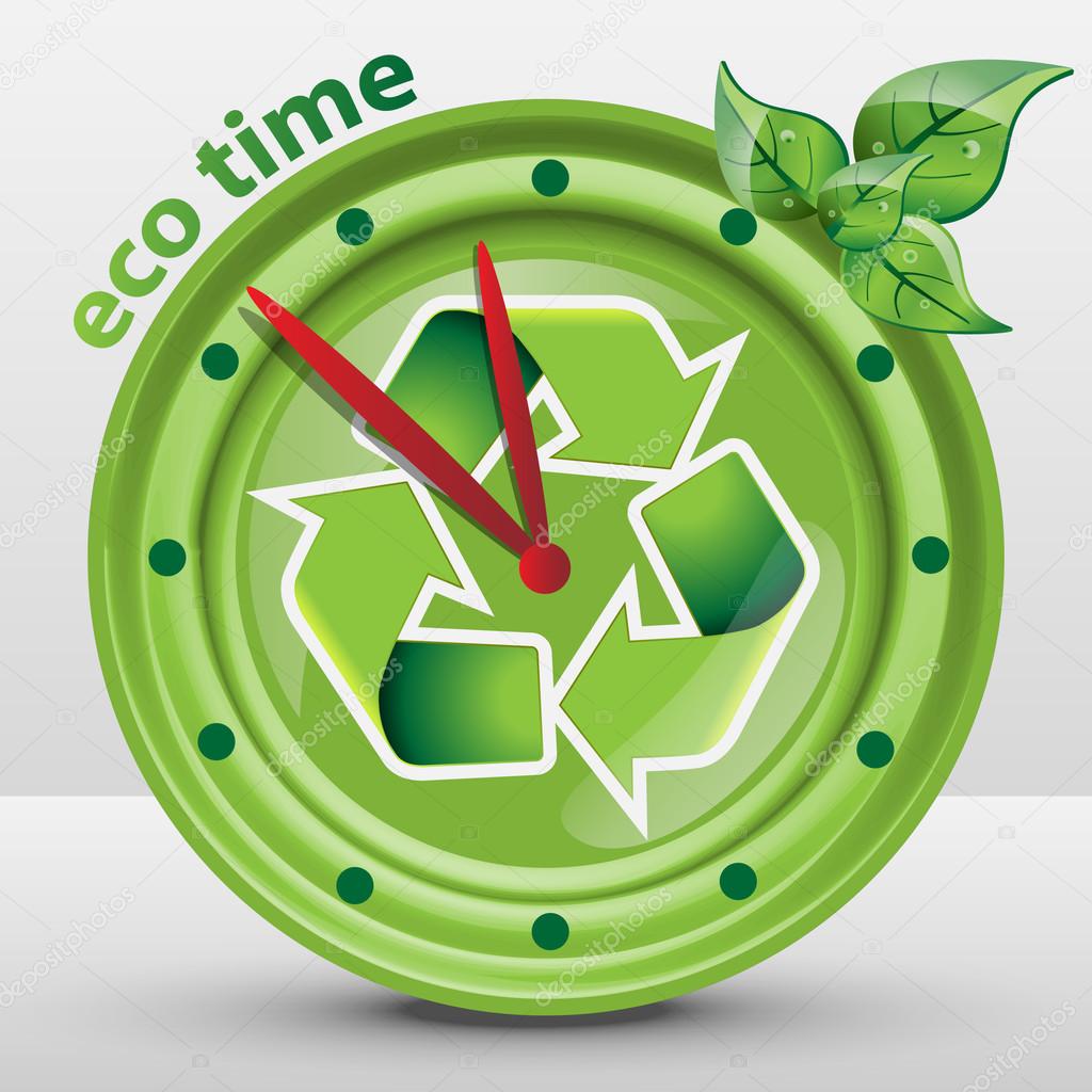 Ecological Clock Concept, Recycling, Nature, Environmentally Friendly Sustainable Development