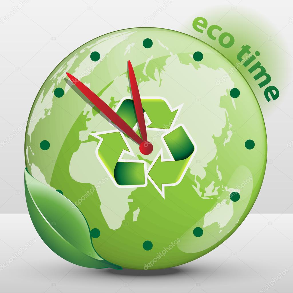Ecological Clock Concept - Global Warming, Climate Change, Running Out of Time - Save the Environment with Friendly Renewable Energy and Sustainable Development