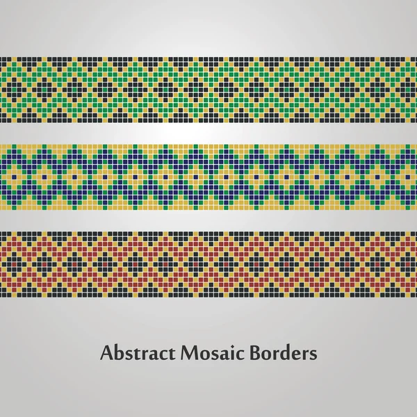 Desenhos de fronteira mosaico colorido abstrato - Elementos de decoração diferentes — Vetor de Stock