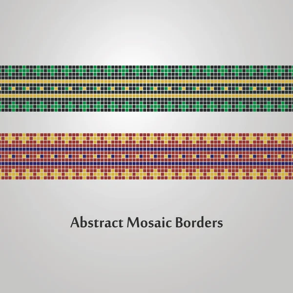 Abstract Colorful Mosaic Border Designs - Different Decoration Elements — Stock Vector