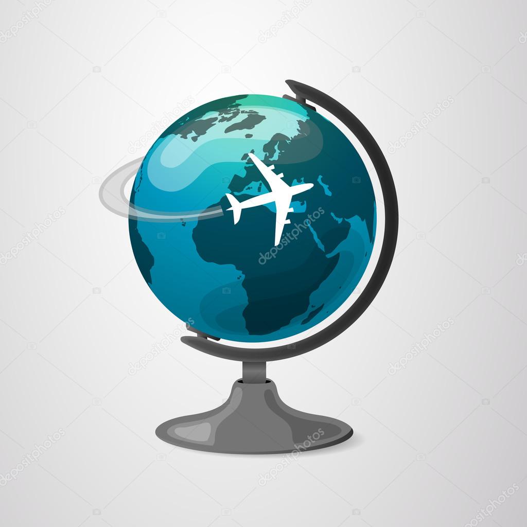 Earth Globe Design with Airplane