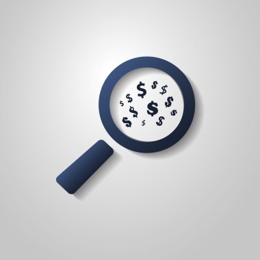 Business Analysis Symbol with Dollar Sign and Magnifying Glass Icon clipart