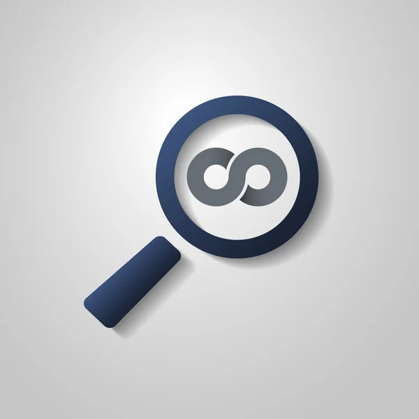 Infinity Symbol Inside a Magnifier Icon or Logo Design — 图库矢量图片