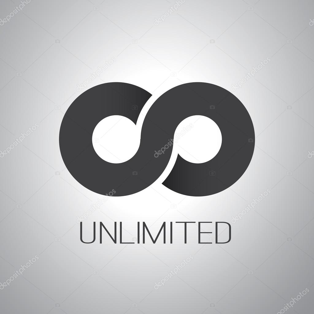 Black and White Unlimited Label, Logo - Design Template - Illustration in Editable Vector Format
