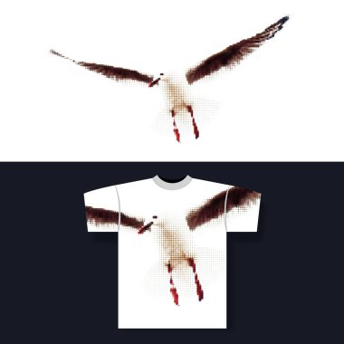 Tshirt Print with Halftone Background: Seagull