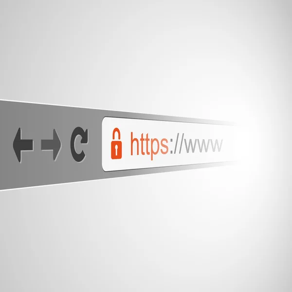 3D Browser Address Bar Design with HTTPS Protocol Sign — Stock vektor