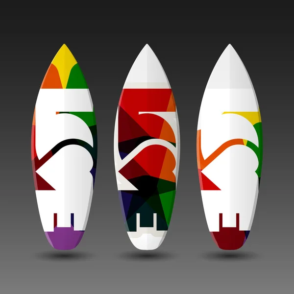 Modelos de design de prancha de surf com etiqueta de amor abstrato —  Vetores de Stock