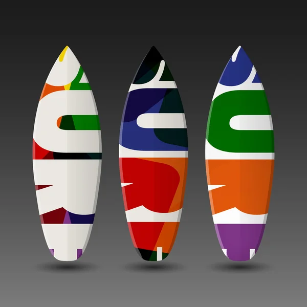 Surfplank ontwerpsjablonen met abstracte Surf Label — Stockvector