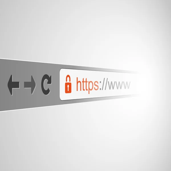3D Browser Address Bar Design with HTTPS Protocol Sign — Stockvector