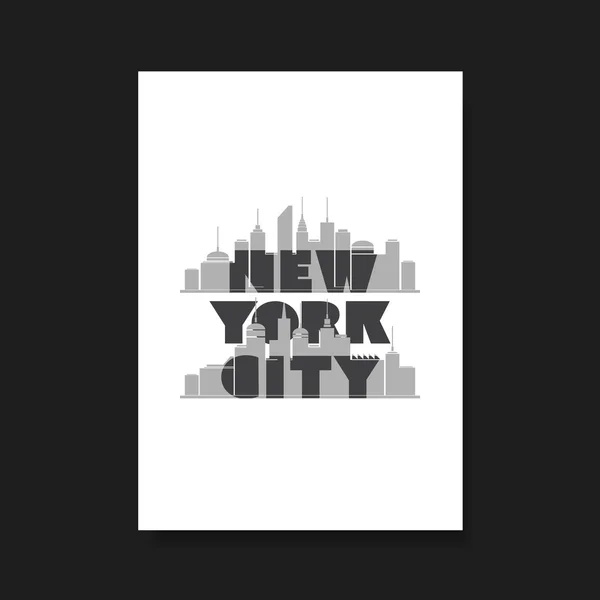 New York City - Bold Typographic Design for Flyer, Book Cover, or Screen - TShirt Print  Design — Stockový vektor