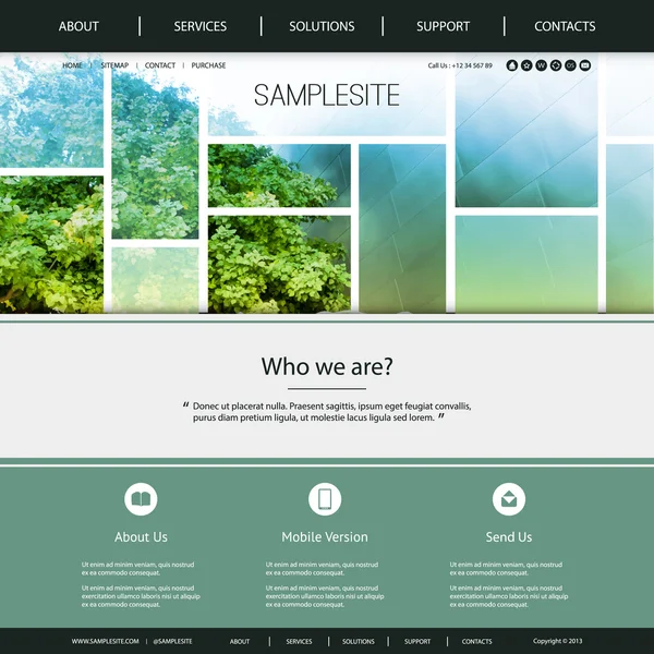网站设计为您的业务的和绿色和蓝色的瓷砖自然头设计 — 图库矢量图片