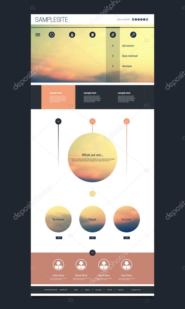 One Page Website Template with Sunset Image Header Design
