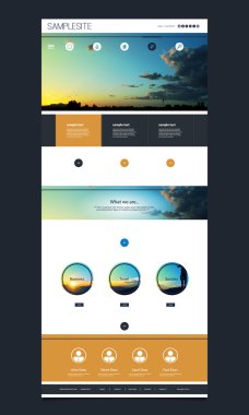 Header tasarımı - Golden Sunset Tema arka plan ile bir sayfa web sitesi şablonu