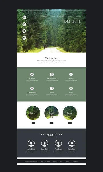 Plantilla de sitio web de una página con diseño de cabecera - Bosque verde — Vector de stock