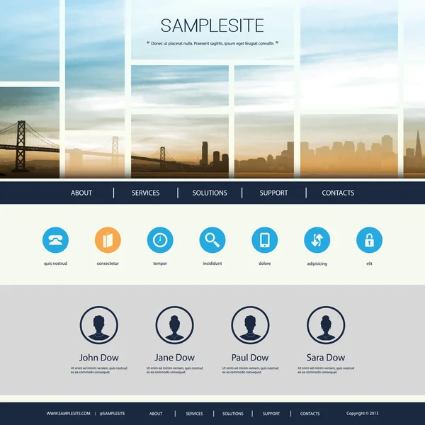 Diseño de sitios web para su negocio con Cityscape Skyline — Vector de stock