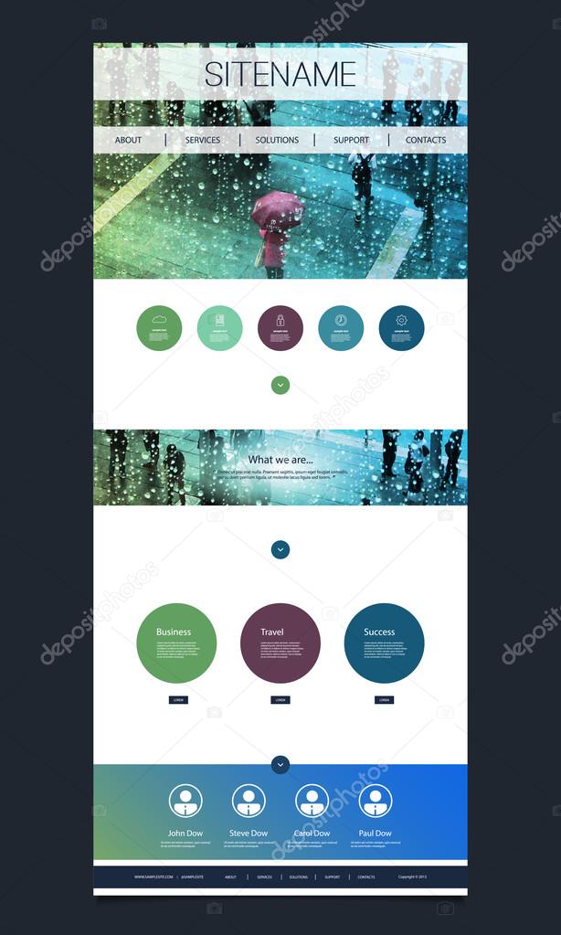 One Page Website Template with Header - Rainy Street Theme