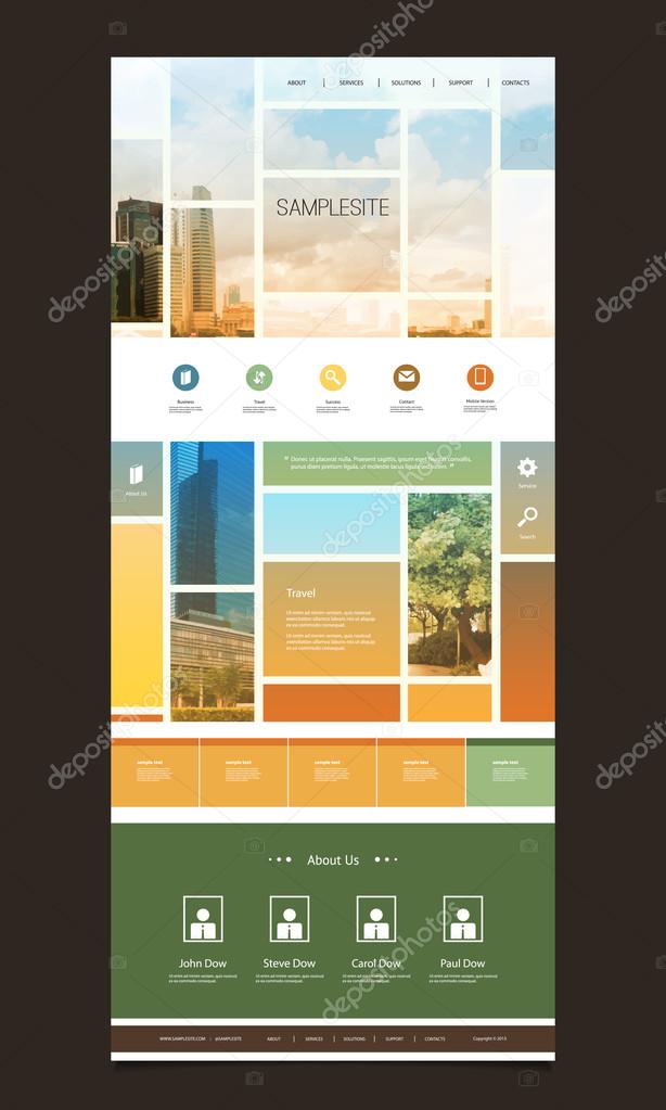 One Page Website Template with Cityscape Background Mosaic