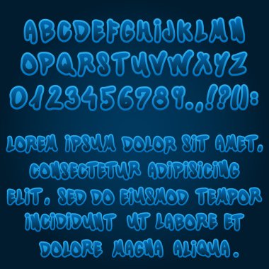 Blue Font Set - Full Alphabet