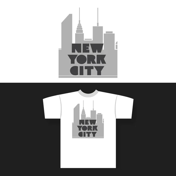 न्यूयॉर्क सिटी लेबलसह टी-शर्ट प्रिंट — स्टॉक व्हेक्टर