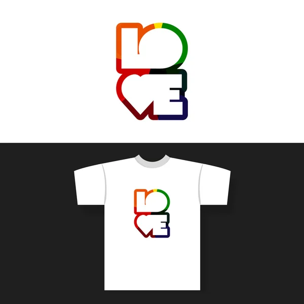 Impresión de la camiseta con etiqueta de amor colorido — Vector de stock