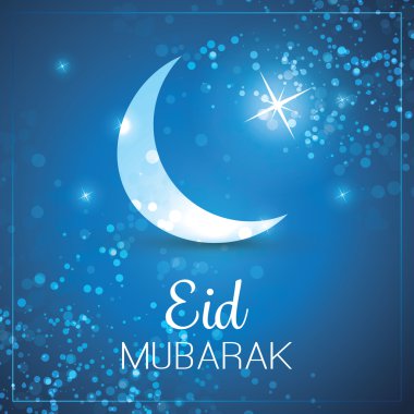 Müslüman topluluk Festivali için Eid Mubarak - gökyüzünde ay - tebrik kartı