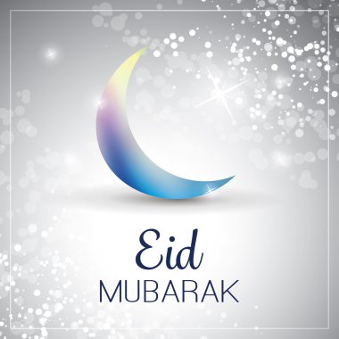 Müslüman topluluk Festivali için Eid Mubarak - gökyüzünde ay - tebrik kartı
