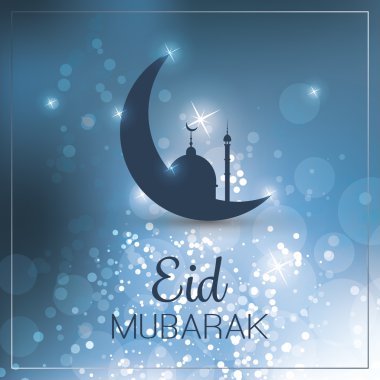 Müslüman topluluk Festivali için Eid Mubarak - gökyüzünde ay - tebrik kartı