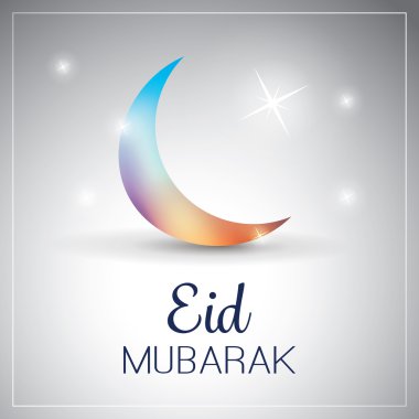 Müslüman topluluk Festivali için Eid Mubarak - gökyüzünde ay - tebrik kartı