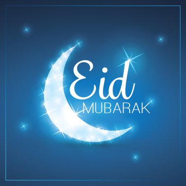 Müslüman topluluk Festivali için Eid Mubarak - gökyüzünde ay - tebrik kartı